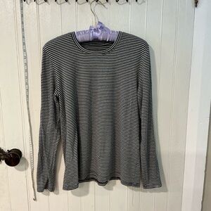 Eddie Bauer Black and White Striped Long Sleeve Tee
